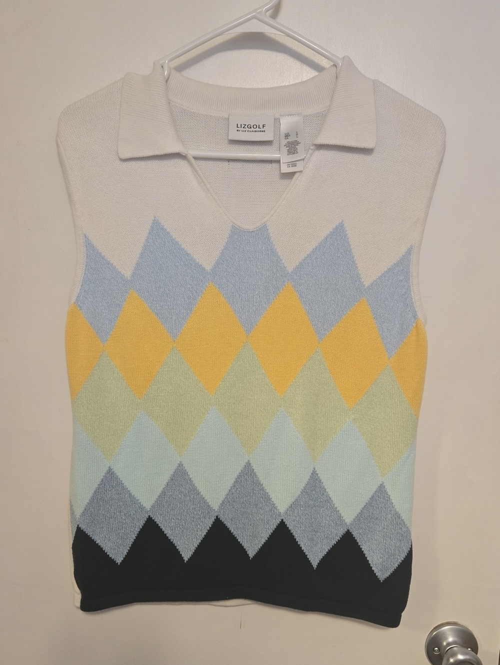 Vintage Lizgolf Argyle Sleeveless Sweater